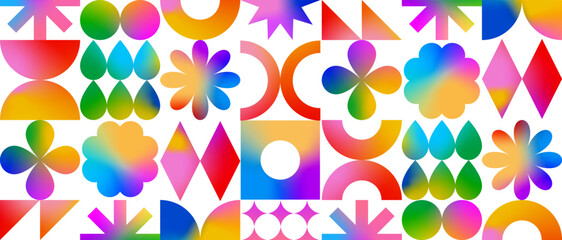 Abstract Y2K Gradient Shapes. Vector Modern Background. Color Memphis Geometric Figures Isolated on Background