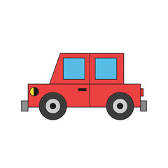 Red Car Vector Illustration – Flat Geometric Vehicle for Kids
