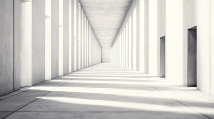 Fototapeta premium Sunlit hallway in modern building with serene atmosphere