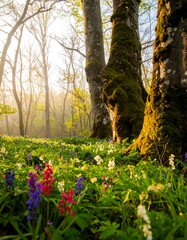Spring forest floor blossoms