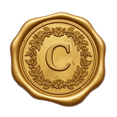 Golden Seal with Letter C | Luxury Design, Emblem Logo, Gold Texture, Corporate Branding, Vintage Style