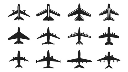 Diverse Aircraft Silhouettes Collection airplane transport