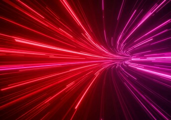 Abstract tunnel of glowing red and pink light lines creating a futuristic motion blur effect.