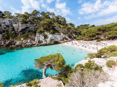 Cala Macarelleta beach in summer, Menorca, Spain