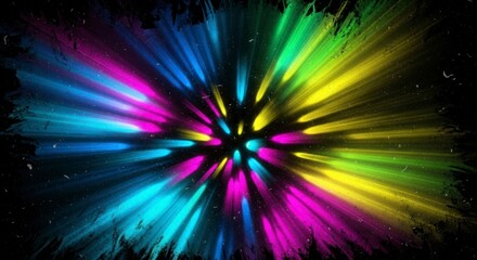 Obraz premium Radiant Hyperspace Burst with Grunge Texture and Vivid Neon Light Streaks