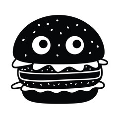 Cartoon Burger with Googly Eyes