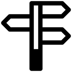 Directions. Outlined stroke vector icon with black-filled details.