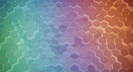 Layered Hexagonal Prism Field with a Vibrant Green to Orange Color Gradient