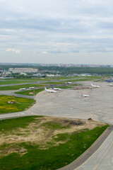 Planes at Vnukovo International Airport. Bird's-eye view.