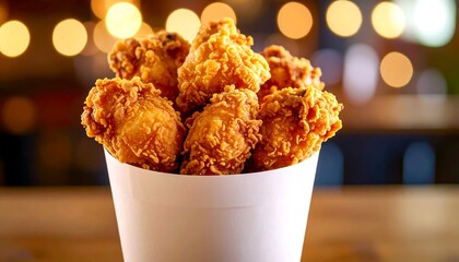 Fried chicken pieces in paper cone