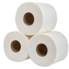 Angled Perspective of Toilet Paper Pyramid Showing Roll Edges, Transparent Background PNG