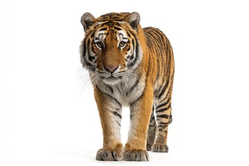 Naklejka premium Tiger facing forward, orange and black stripes