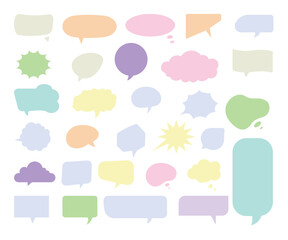 Vector set of hand drawn bubble speech collection illustration ideal for dialogue chat and conversation graphic elements