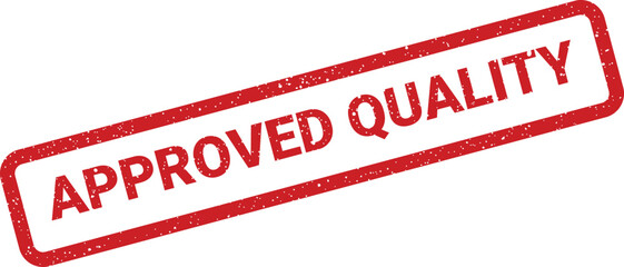 Approved Quality rectangular stamp, distressed, red rubber stamp effect, diagonally angled design