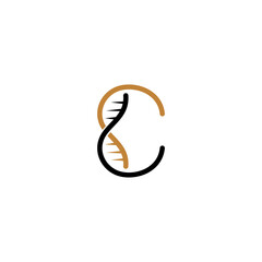 C letter DNA cell spiral logo design