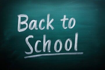 Obraz premium Green chalkboard with back to school text written in chalk. School education background