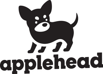 Cute apple head chihuahua dog silhouette for pet lovers