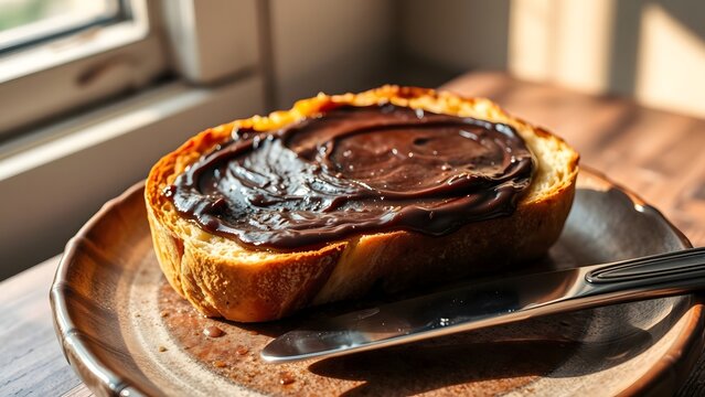 Vegemite spread on freshly toasted sourdough bread slice