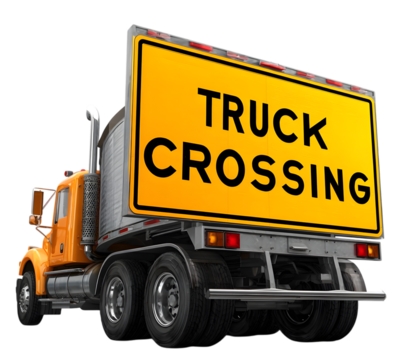 Truck crossing sign isolated on transparent background