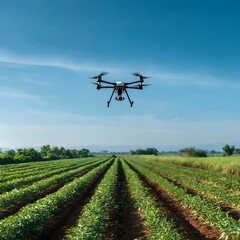 ai drone scanning farmland crops futuristic agriculture technology