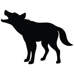 Wolf howling silhouette vector illustration.