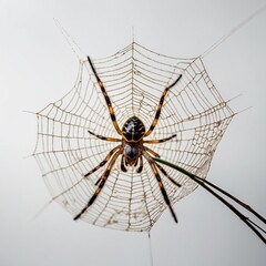 Fototapeta premium Realistic spider web on a pure white background