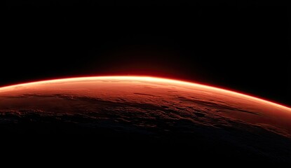 Obraz premium Red planet sunrise, space view
