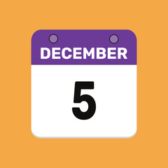 5 december calender icon text page monthly web design.