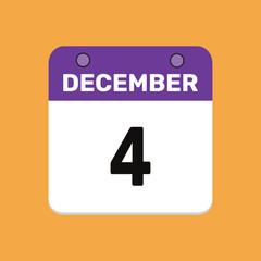 4 december calender icon text page monthly web design.