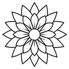 Sunflower Mandala Line Art Coloring Page