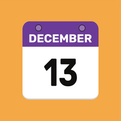 13 december calender icon text page monthly web design.