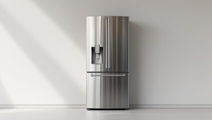 Modern Stainless Steel Refrigerator in Bright Minimalist Kitchen
