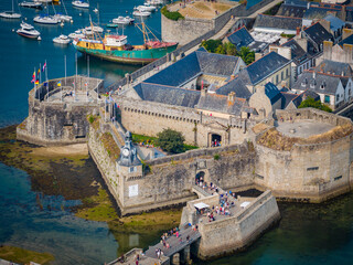 Aerial view of the fortified village of Concarneau in Brittany France