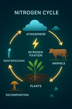 Nitrogen cycle illustration science concept 