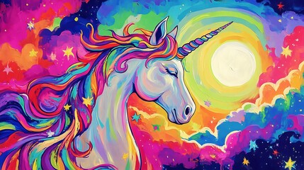 Fototapeta premium Rainbow unicorn painting