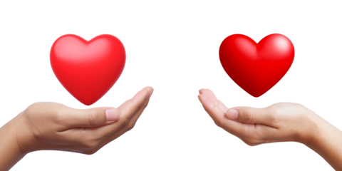 Compassion in 3D Hand Presenting Red Heart, Transparent PNG