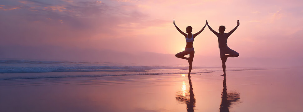 beach yoga, AI generated