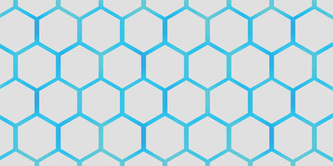 White 3d hexagonal technology vector abstract background. Blue bright energy flashes under hexagon in modern technology futuristic background vector illustration. White honeycomb texture grid.