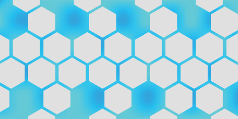 White 3d hexagonal technology vector abstract background. Blue bright energy flashes under hexagon in modern technology futuristic background vector illustration. White honeycomb texture grid.