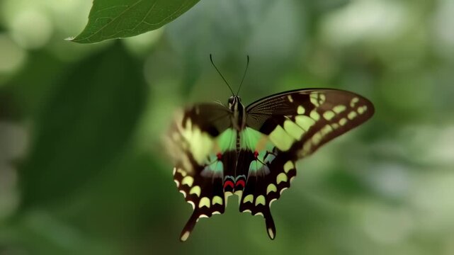 Elegant butterfly flitting amidst lush greenery, a moment of pure freedom