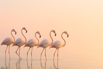Naklejka premium pink flamingo in the water