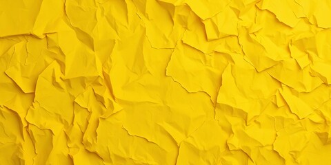 Deep, vibrant yellow crumpled paper, textured background,   tone,  graphic
