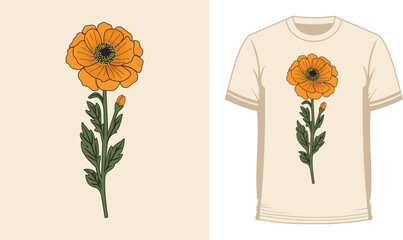 Marigold Flowers T-Shirt Design