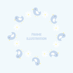 Cute kawaii cartoon frame border illustration