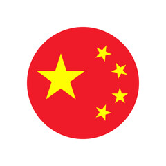 China flag in a circle emblem template, round red icon with yellow stars vector illustration