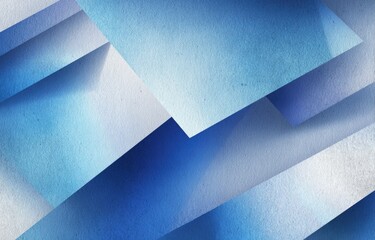 Abstract layered shapes in varying shades of blue and white, textured like paper