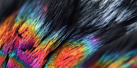 Obraz premium Vibrant hues of iridescent feathers create a stunning natural artwork showcasing colors and patterns