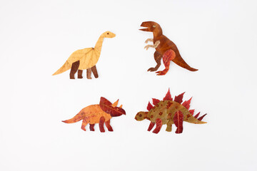 Whimsical leaf dinosaur artwork blending nature and playfulness, perfect for children books, eco-friendly campaigns, educational posters, and creative branding visuals