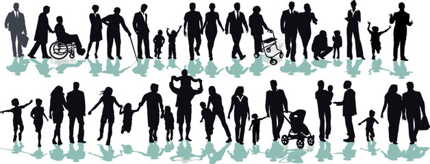 Silhouetten von Menschen, Kinder und Familien,Illustration