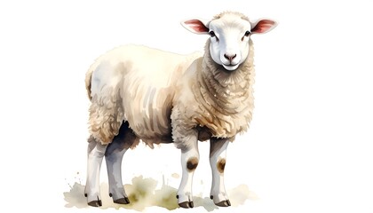 Watercolor illustration of a sheep